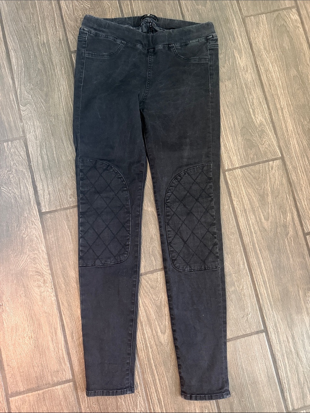 7 For All Mankind Black Quilted Knee Skinny Jeans